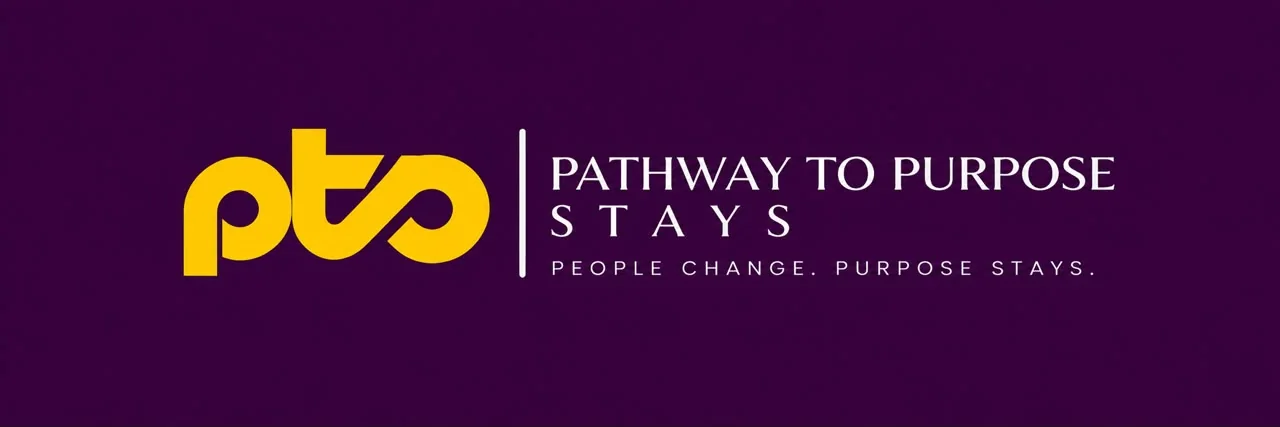 The yellow pts symbol beside Pathway To Purpose Stays on a plum background